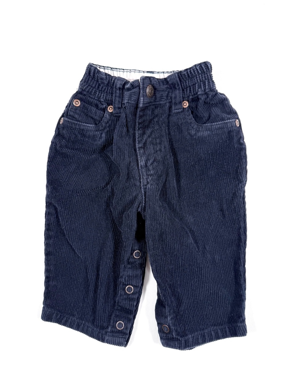 VINTAGE BABY GAP 2003 Y2K Navy Corduroy Snap Crotch Baby Pants 3-6M